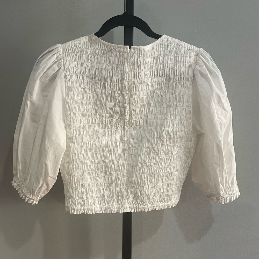 Intermix White Ruched Women's Top Size Large - Picture 2 of 4